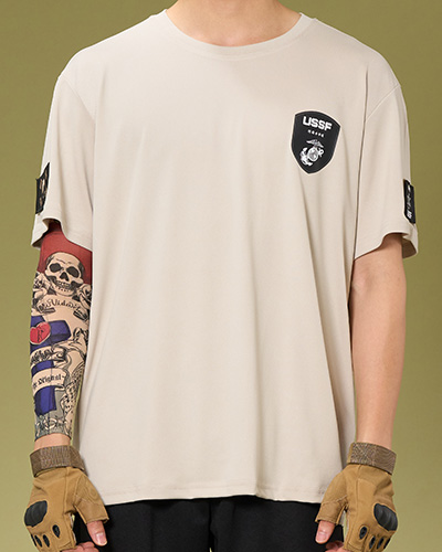 USSF 인쇄 강철부대 반팔(베이지)(왼가슴+등판인쇄)