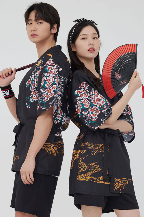 [당일택배출발] 달밤의 야쿠자 가운 반티 N (블랙) 허리끈포함